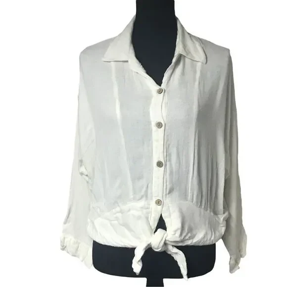 Vintage Havana Sparkle Stripes Tie Front Crop Top N0302 - Picture 3 of 12